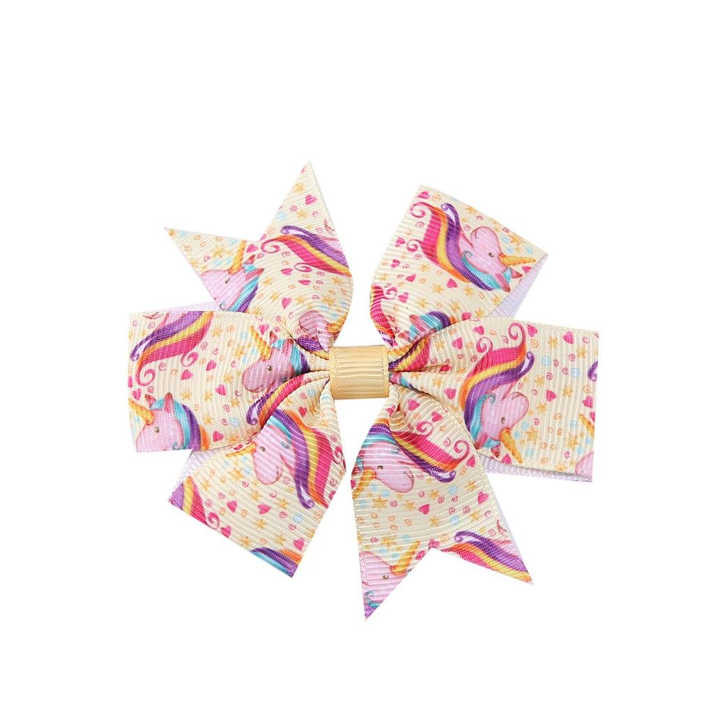 A313 Лента гросгрейн «Единорог» Заколка для волос с бантом «шесть ушей» для детей – Рождественская коллекция