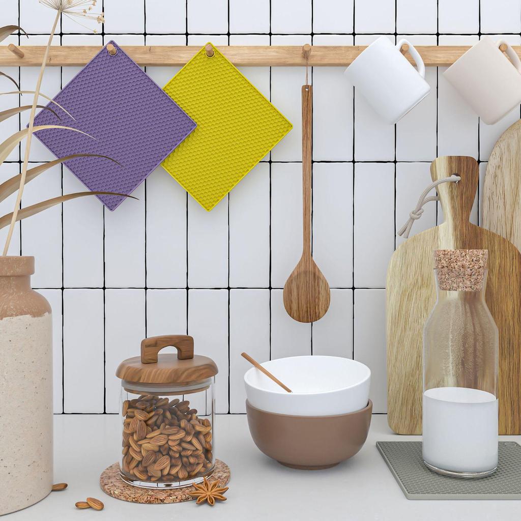 Силиконовый термостойкий нескользящий кухонный коврик для мисок и тарелок