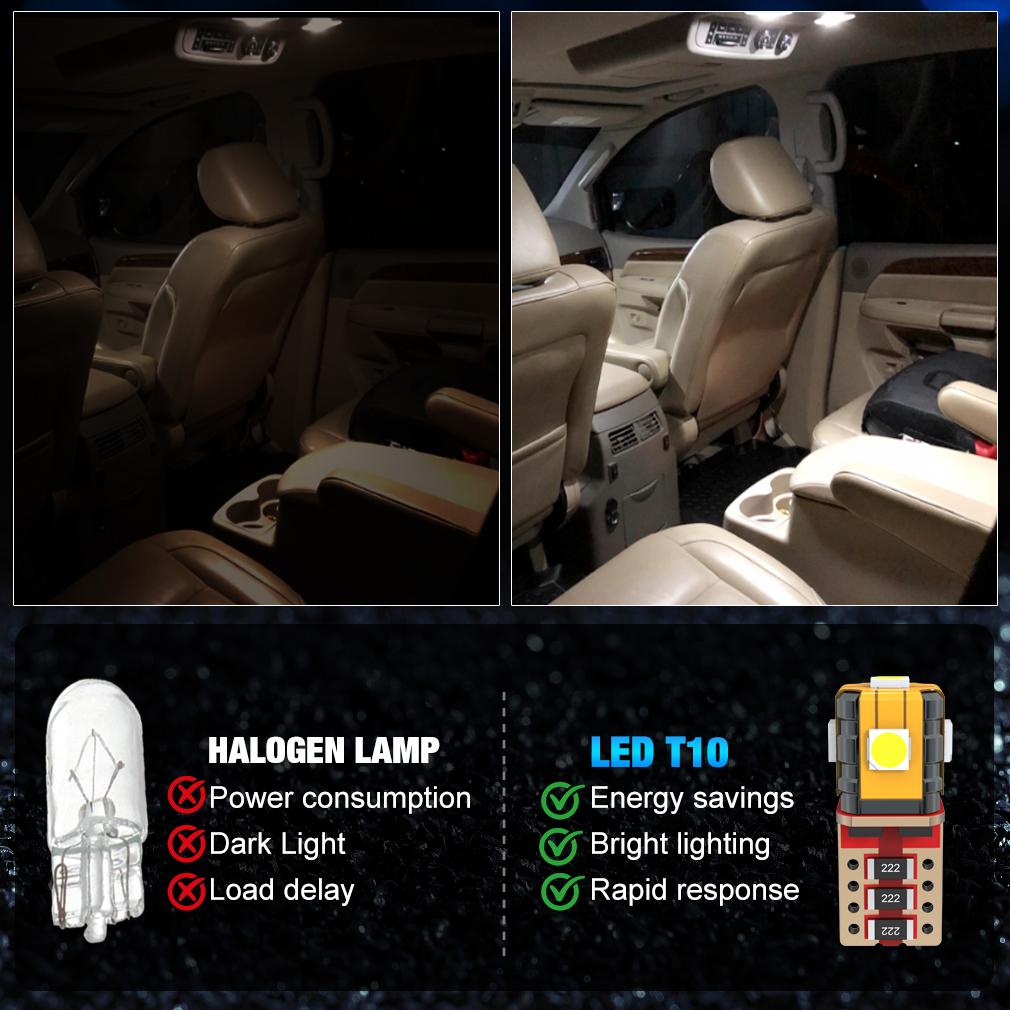 2 шт. Светодиодные лампы T10 Автомобильные огни Белый 168 501 W5W Canbus Светодиодная клиновидная 3030 5SMD Внутренний купольный свет для чтения Подсветка номерного знака Сигнальная лампа 12 В 6000 К