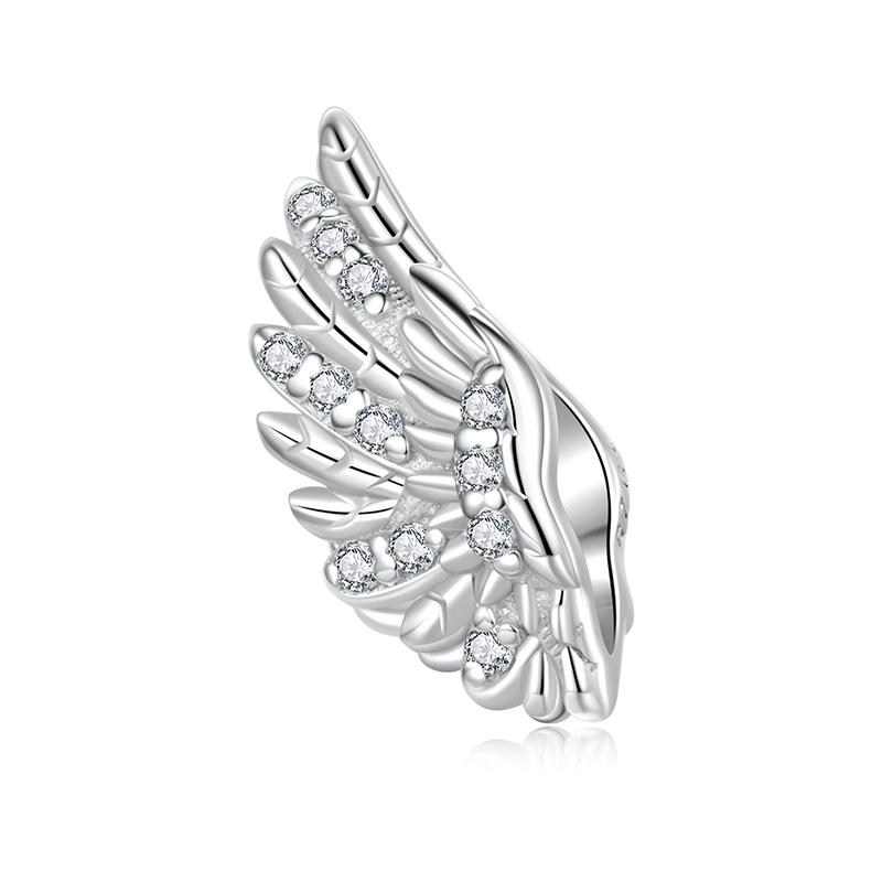 WOSTU 925 Sterling Silver Virgin Mary Pendant Cross Charms Wings of Protection Beads Fit Original Bracelet Necklace DIY Gift