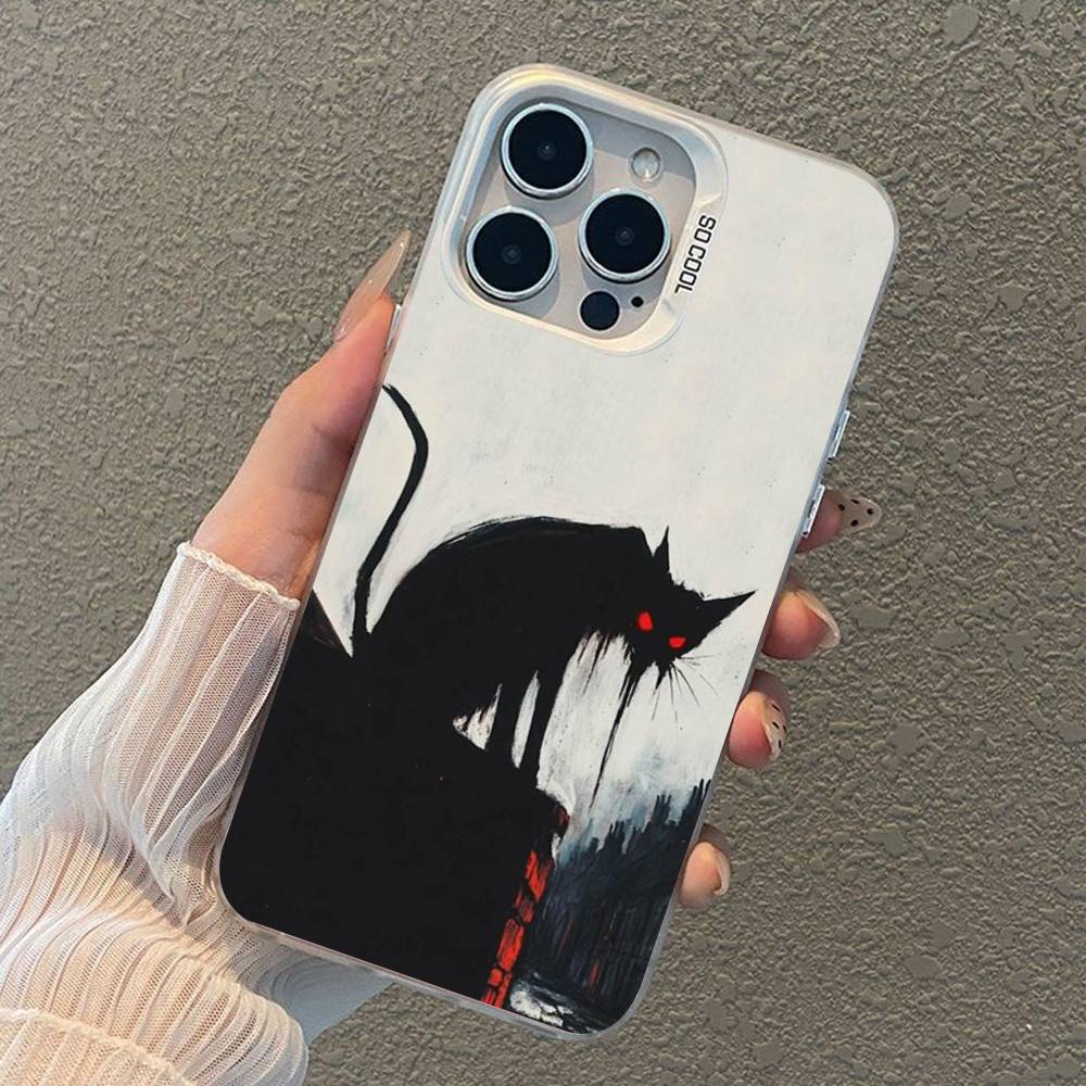 Dark Funny Monster Cat Phone Case For iPhone 17 Air 16 15 14 11 12 13 Pro Max Plus X XR XS Colored Silver Hard Cover