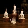 Yousheng Halloween Candle Holder Spooky Resin Grim Reaper Skeleton Human Organ Statue Tabletop Tea Light Holder for Home Office Kitchen Mantel Decor