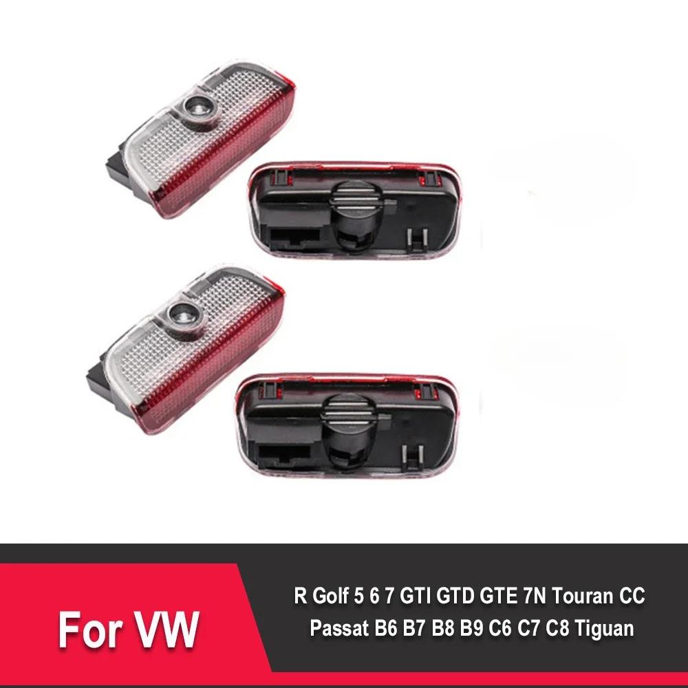 2026 Hot VOLKSWAGEN 4Pcs Car LED logo door projection welcome light For VW R Golf 5 6 7 GTI GTD GTE 7N Touran CC Passat B6 B7 B8