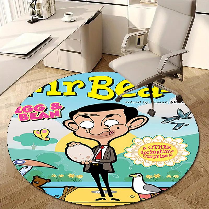 1pc Mr Bean1 Design Printed Area Round Carpet for Bedroom Living Room Home Decor Rugs Mat Non Slip Mat Rug for Bedside