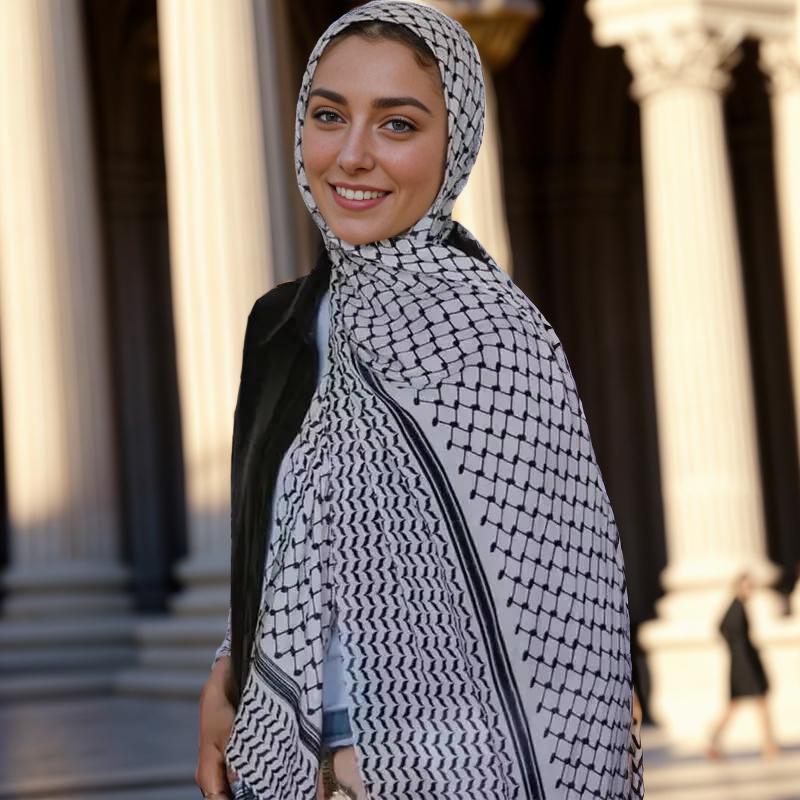 Women Scarf Plaid Print Hijab Soft Shawls and Wraps Female Foulard Designer Pashmina Bandana Muslim Headscarf