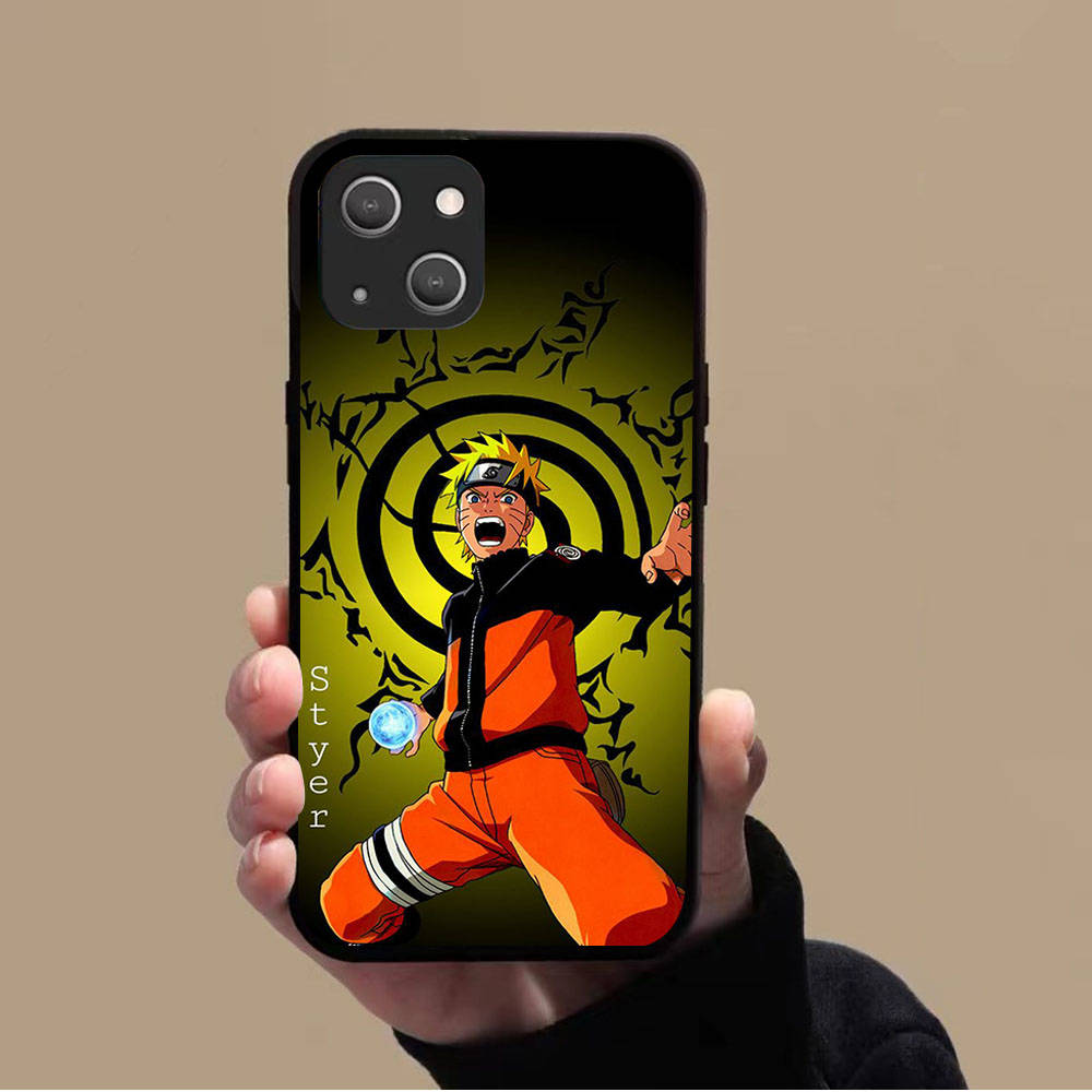 KK-2 Anime Naruto Soft Black Case for iPhone XR 14 15 11 12 13 6 7 8 X XS Pro Max Samsung S22 S23 S21 S24 FE Ultra S8 Plus