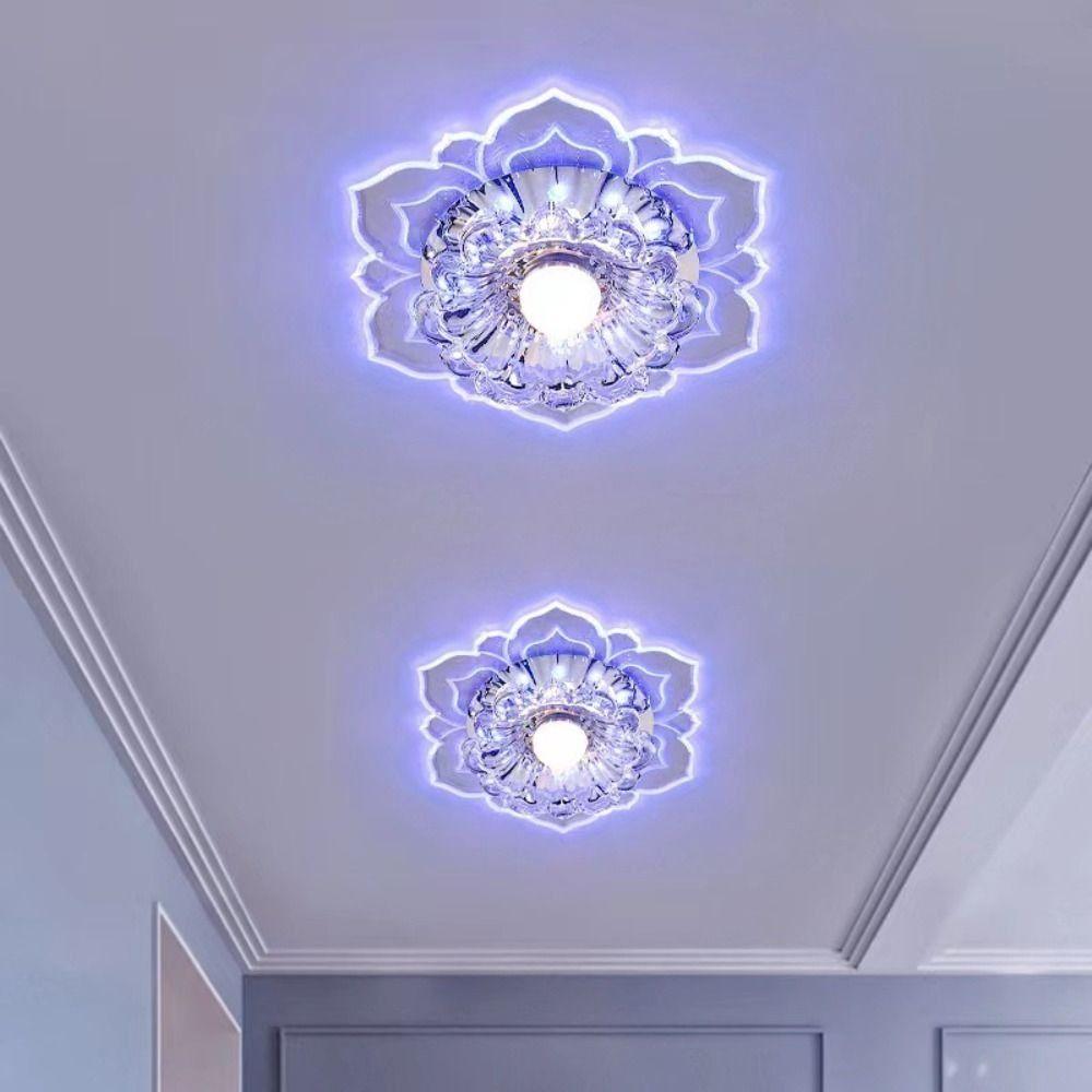 Home Decoration 9W LED Ceiling Lights Crystal Petals Modern Crystal Flower Chandelier Creative Ceiling Spotlights Balcony Porch