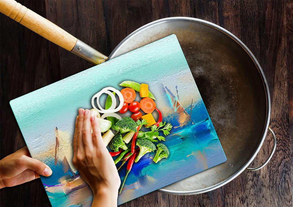 GLASS PLATE CUTTING BOARD 52x40 BOAT
