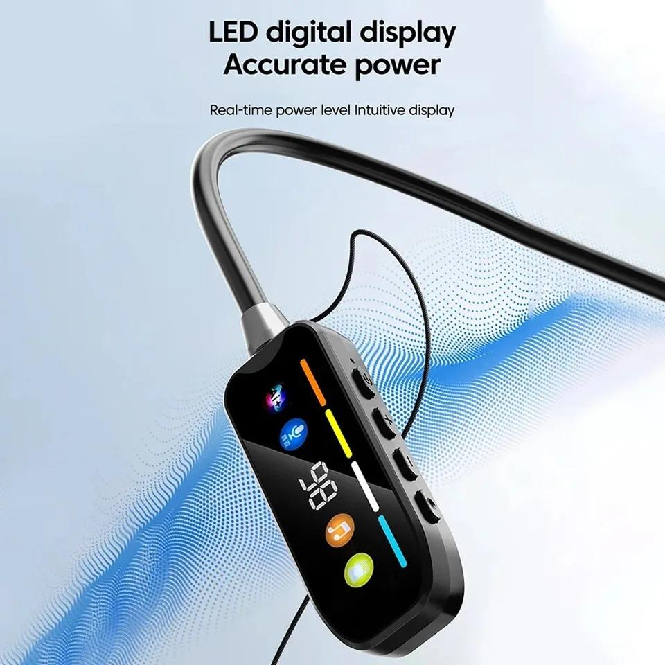 Наушники-вкладыши с шейным ободком, беспроводные, водонепроницаемые, с HD-экраном, Bluetooth 5.4, Hi-Fi стерео, поддержка TF-карты