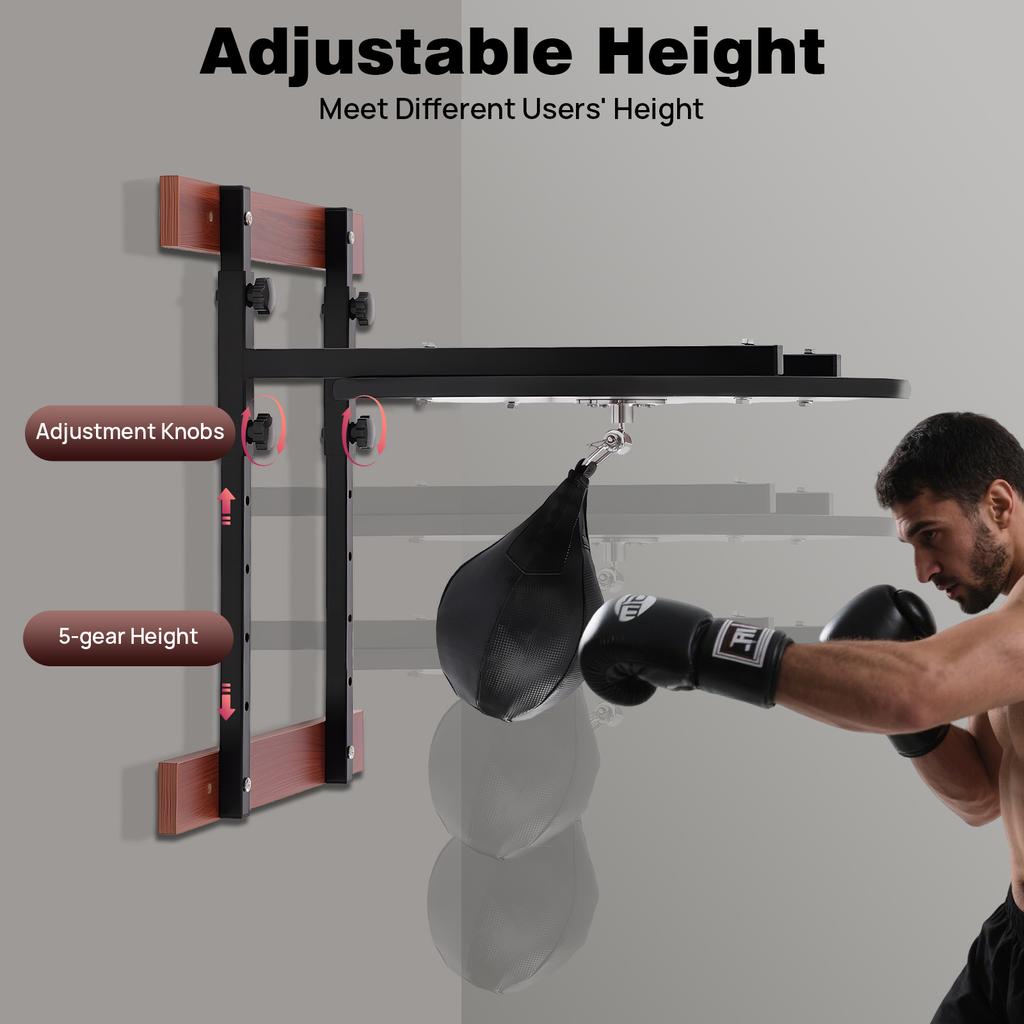 Professional Speed Bag Platform Wall Mount Kit, 360° Swivel Heavy Duty Steel Bracket with PU Punching Bag for Boxing Training
