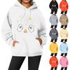Women's Casual Fashion Solid Color Rugby Print Long Sleeve Hooded Sweatshirt Top