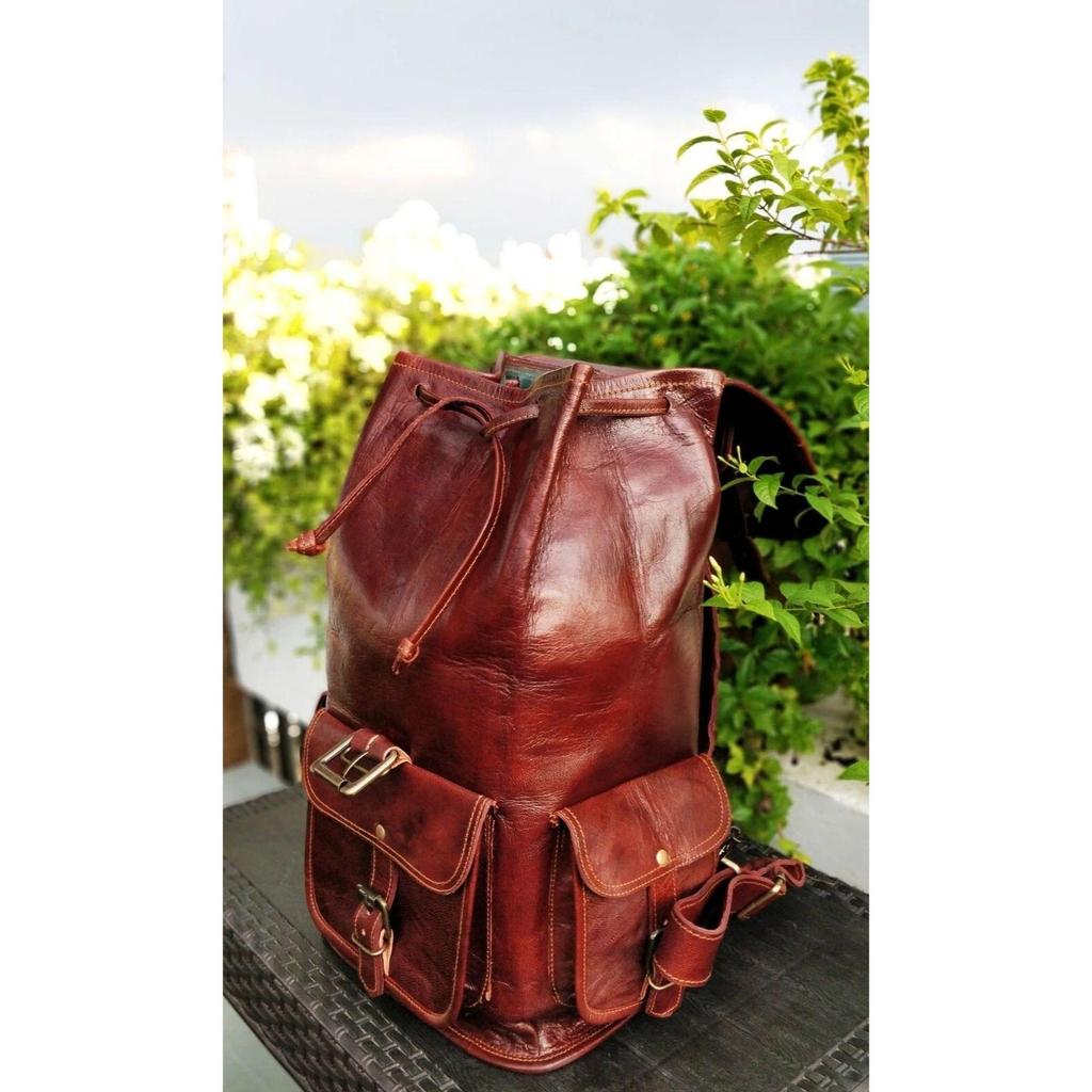 Genuine Leather Backpack Travel Rucksack Vintage Bag Men's New Brown