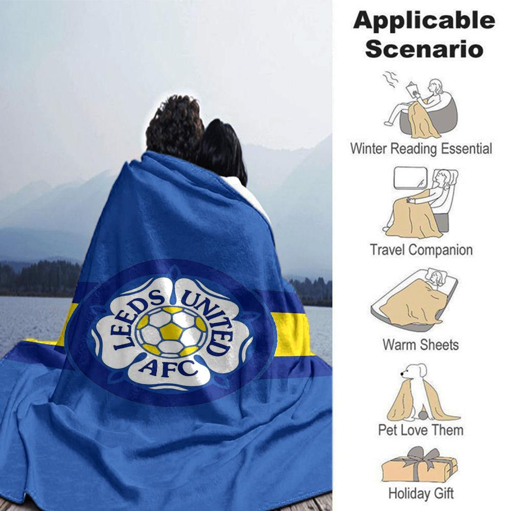 Leeds United Print Flannel Blanket High Quality Warm Comfortable Cover for All Seasons Perfect for Gifts Home Decor