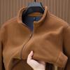 Autumn Men Polar Fleece Cardigan Sweatshirts Men's Stand Up Collar Zipper Jackets Y2K Vintage Solid Color Coats Basic Tracksuit