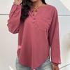 Женские модные повседневные однотонные блузки и рубашки с v-образным вырезом и длинным рукавом с принтом