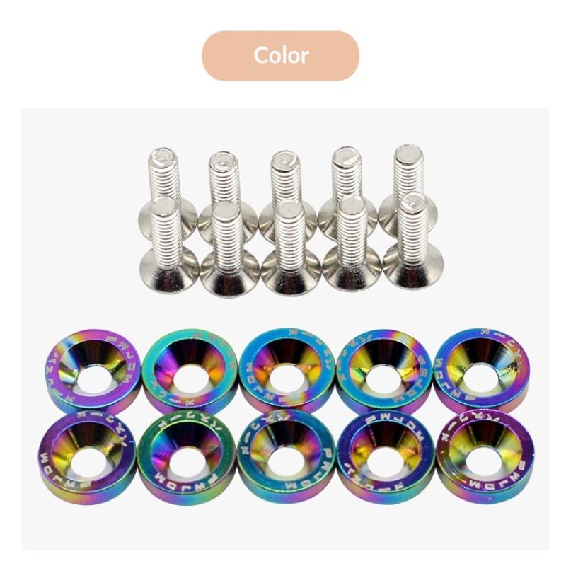 10/20pcs M6 Bolt Set Car Modification Gasket Screw Fenders Bumper Engine Aluminum Concave Screws Hex Fastener