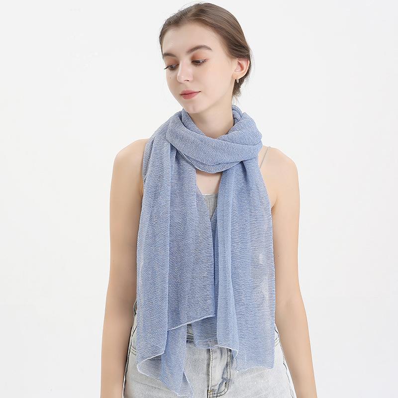 Женские мерцающие хиджабы Однотонный шарф Эластичная пряжа Жатый платок Мусульманский исламский тюрбан Блестящий однотонный шарф Головной убор Обертывание