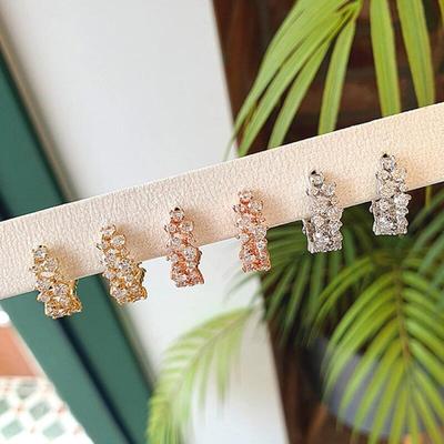 Loveb Серьги Серебристые Розовые Фианитовые Женские Серьги Золотые