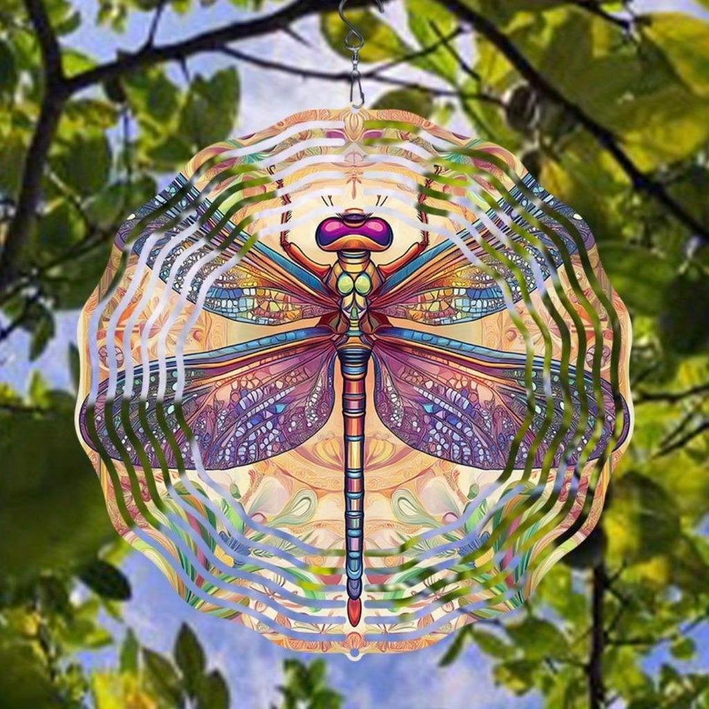 Красочный 3D металлический колокольчик ветра «Стрекоза» – Ручная работа, подвесной декор для сада, патио или дома | Художественный подарок на свадьбу, день рождения