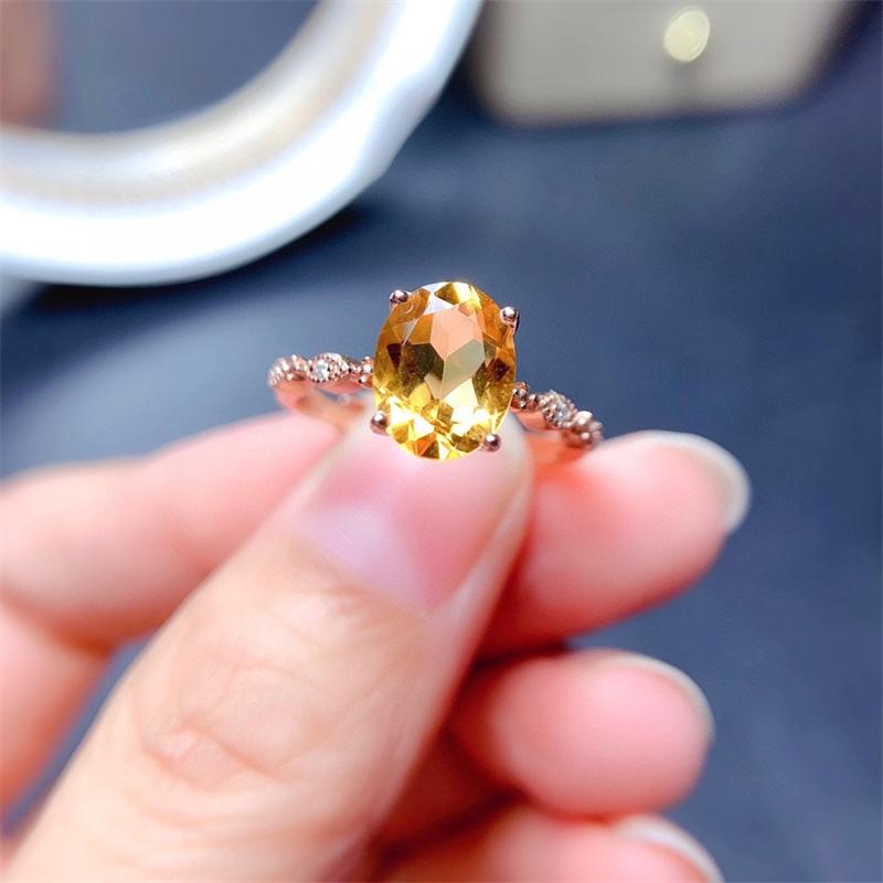 POMOiii Dazzling Zircon Women Rings Romantic Oval Yellow Stone Engage Wedding Ring Valentines Gift for Lover Fashion Jewelry