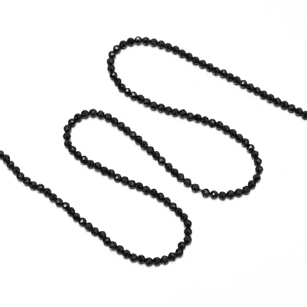 Черные Натуральные Камни 2мм Гранированные Круглые Свободные Бусины DIY Изготовление Ювелирных Изделий Черные Бусины Ожерелье