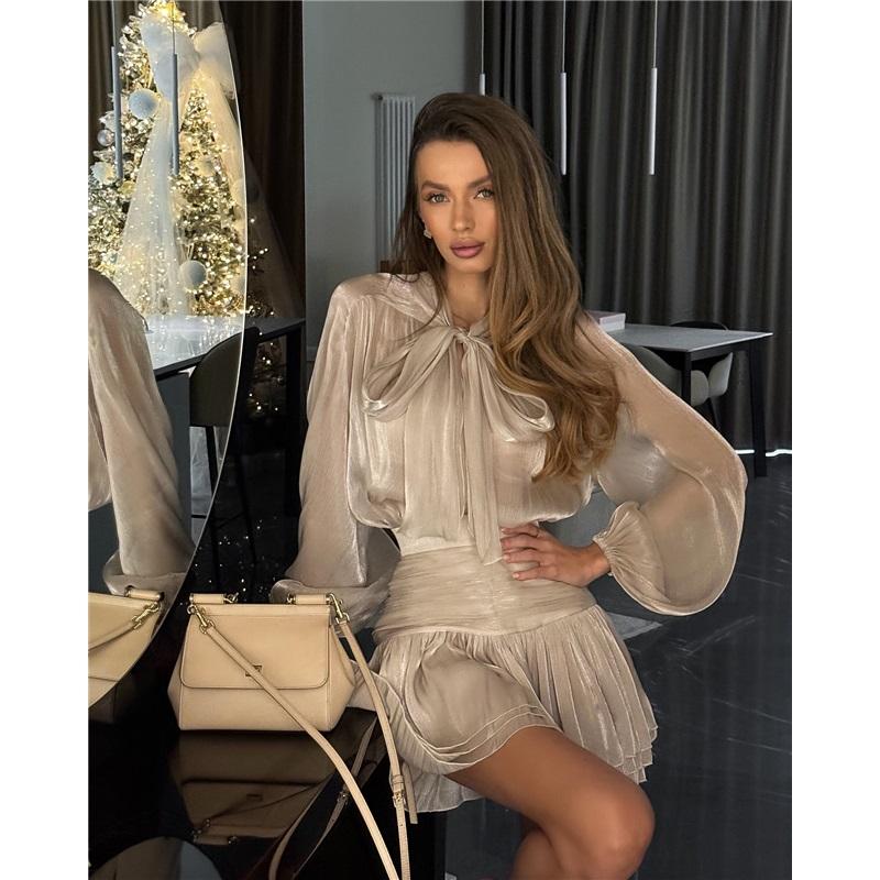 Европейский и американский стиль женская короткая юбка новая юбка с завязками юбка с высокой талией плиссированная повседневный костюм