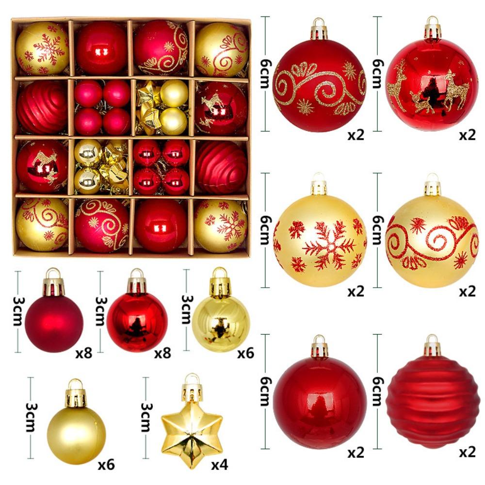 44PCS Durable Plastic Christmas Ball Set 3-6cm Suspensable Xmas Ornament Ball 10 Colors Christmas Tree Balls Home