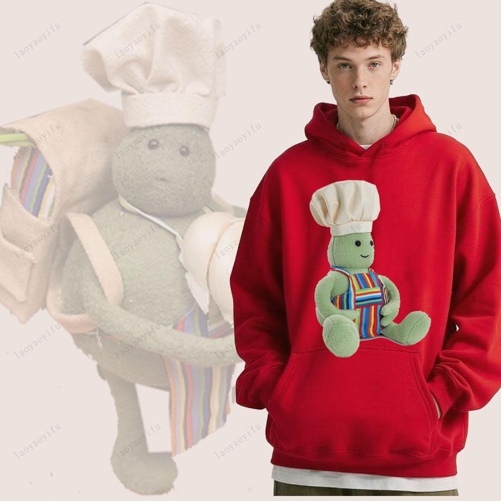 The Tiny Chef Show Cute Kawaii Men's Hoodie for Autumn and Winter Loose and Casual Off-the-shoulder Pullover Stree Tstyle