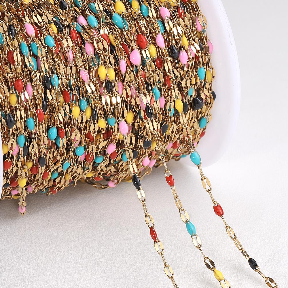 1Meter Stainless Steel Ball Chain Enamel Bead Chains for DIY Jewelry Making Gold Color Necklace Bracelet Supplies Wholesale