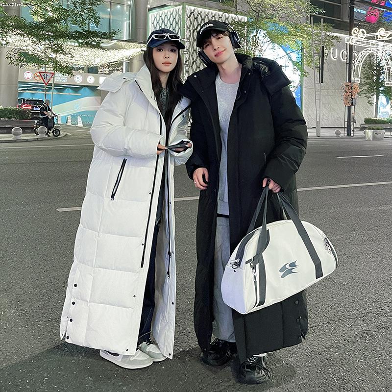 Унисекс длинная пуховая куртка до щиколотки - Осенне-зимняя повседневная в корейском стиле