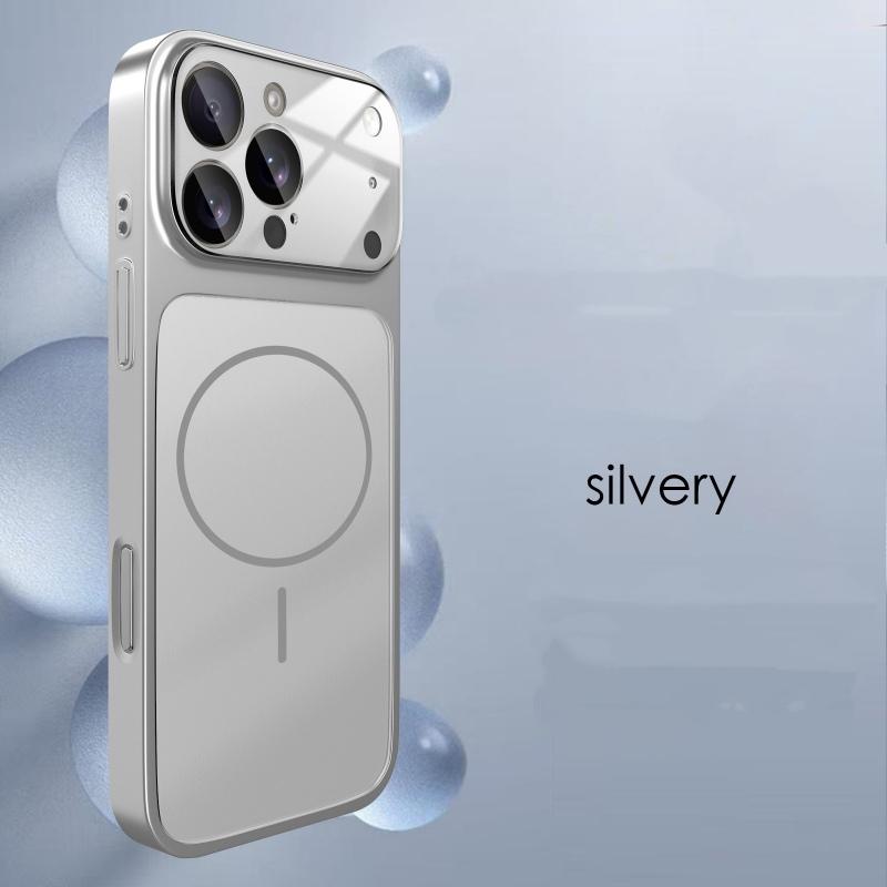 Matte Magnetic Phone Case with Lens Protective Glass Cover for iPhone 13 15 16 to 17 Pro Converter Hard Glass Phone Case