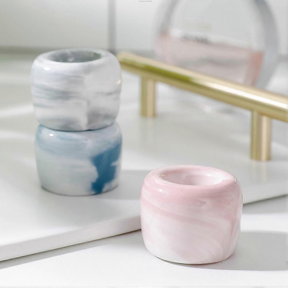 Ceramic Toothbrush Holder Marble Grain Ring Stand for Home Use 2Pcs