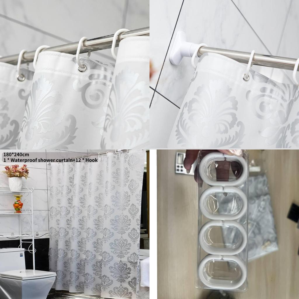 European Style Waterproof Peva Shower Curtain With Geometric Abstract Pattern For Bathroom Decor And Gift