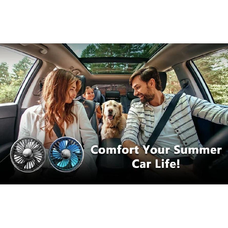 Car Air Vent Fan with Colorful Breathing Light USB Powered 3 Speed Wind Cooling Fan 360° Rotatable Quiet Fan Car AC Fans
