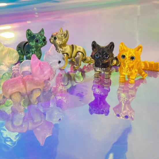 3D-печатная фигурка кошки с подвижными суставами Фигурка котенка Снятие стресса Артикулируемая фигурка животного Игрушка-фиджет Настольное украшение Орнамент Подарки на вечеринку