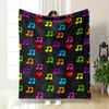 Colorful Musical Notes and Red Hearts Repeat Symmetrically On a Dark Background. for All Seasons Blanket Lunch Break Throw Gift