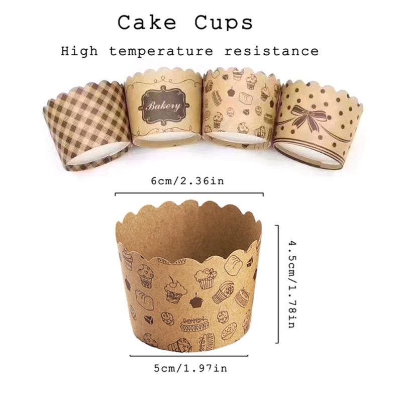 50PCS Cupcake Liners Cake Wrappers Baking Cup Tray Cake Paper Cups Pastry Tools Oilproof Cake Wrapper Party Supplies