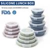 Silicone Collapsible Lunch Box - Round Food Storage Container for Outdoor Picnic or Travel.