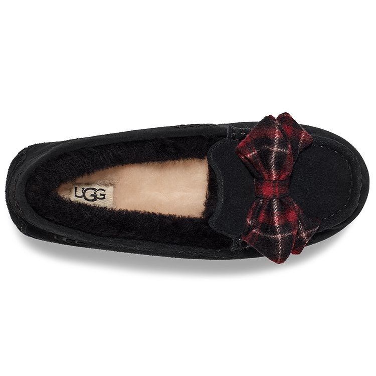 UGG Ansley Plaid Bow Теплые плюшевые низкие повседневные туфли женские кроссовки черные 1127850-BLK
