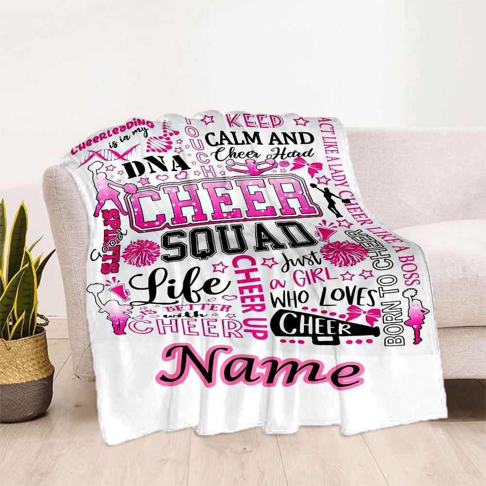 Cheer Squad Life Customize Your Name Throw Customizable Blanket Durable Comfort Versatile for Seaside Ideal for All Seasons Playful Design