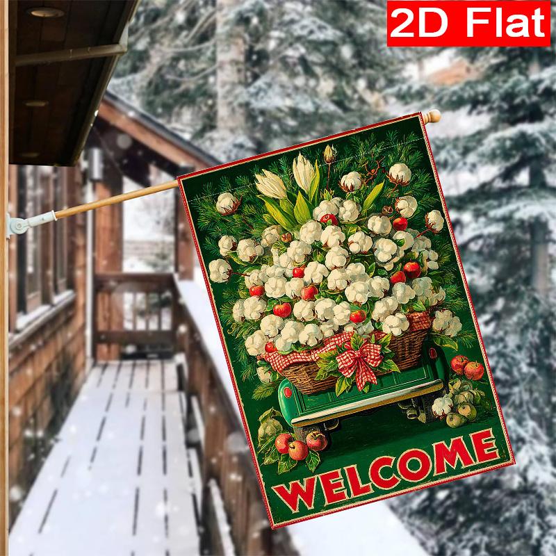 1pc Christmas Winter Holiday Truck Christmas Garden Flag_3-28x40 Inch Garden Decoration Double S, Home Decoration, Yard Decoration, Outdoor Decoration