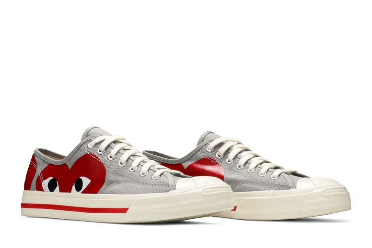 Мужские кроссовки Converse Jack Purcell Comme des Garcons PLAY Серый Красный Drizzle/Egret-Red