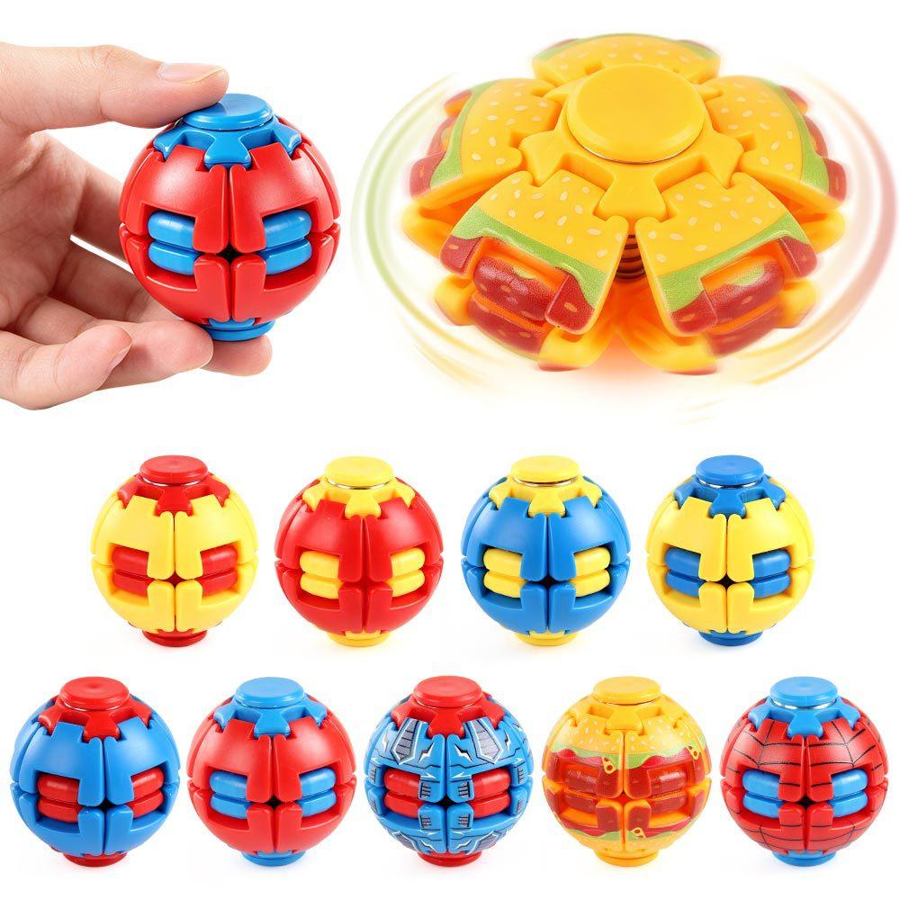 Fidget spinner colorful stress relief ball press and rotate to vent office portable small toy