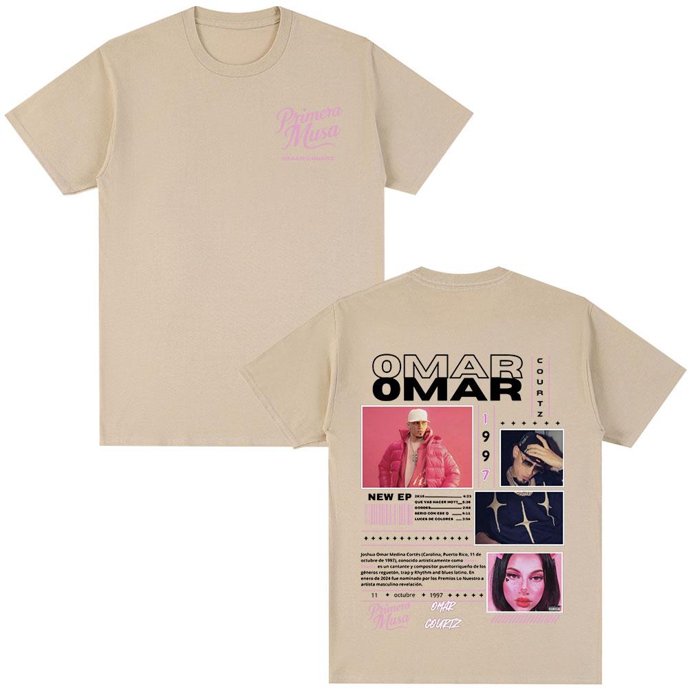 2025 Summer Omar Courtz Primera Musa Album Tour Merch 100 Pure Cotton Printed Tshirt Men Hip Hop Fashion Casual Short Sleeve