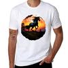 Stunningly Beautiful Black Friesian Horse on a Hilltop Graphic Design TShirt Holiday Party Tee Shirt