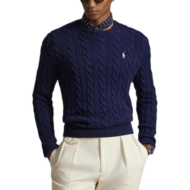 Свитер с вышивкой пони и рифленым низом Polo Ralph Lauren, мужской, с круглым вырезом MNPOSWE16822656-400