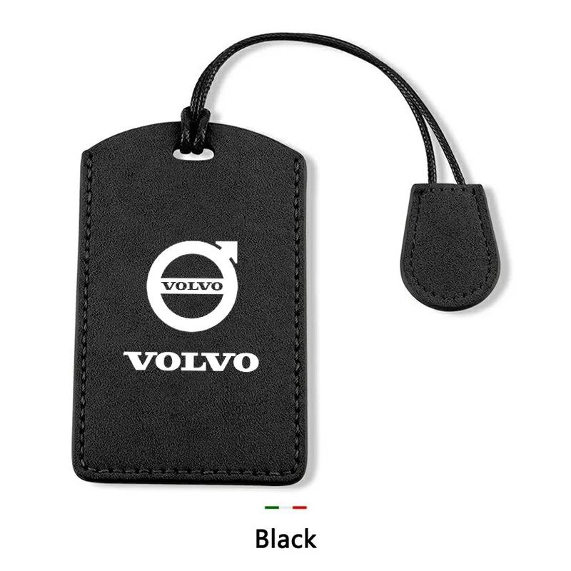 AABBJ1 1Pc Suede Leather NFC Card Key Fob Cover with Keychain for Volvo XC40 XC60 XC90 S60 S90 V50 V70 Full Protection Auto Accessories