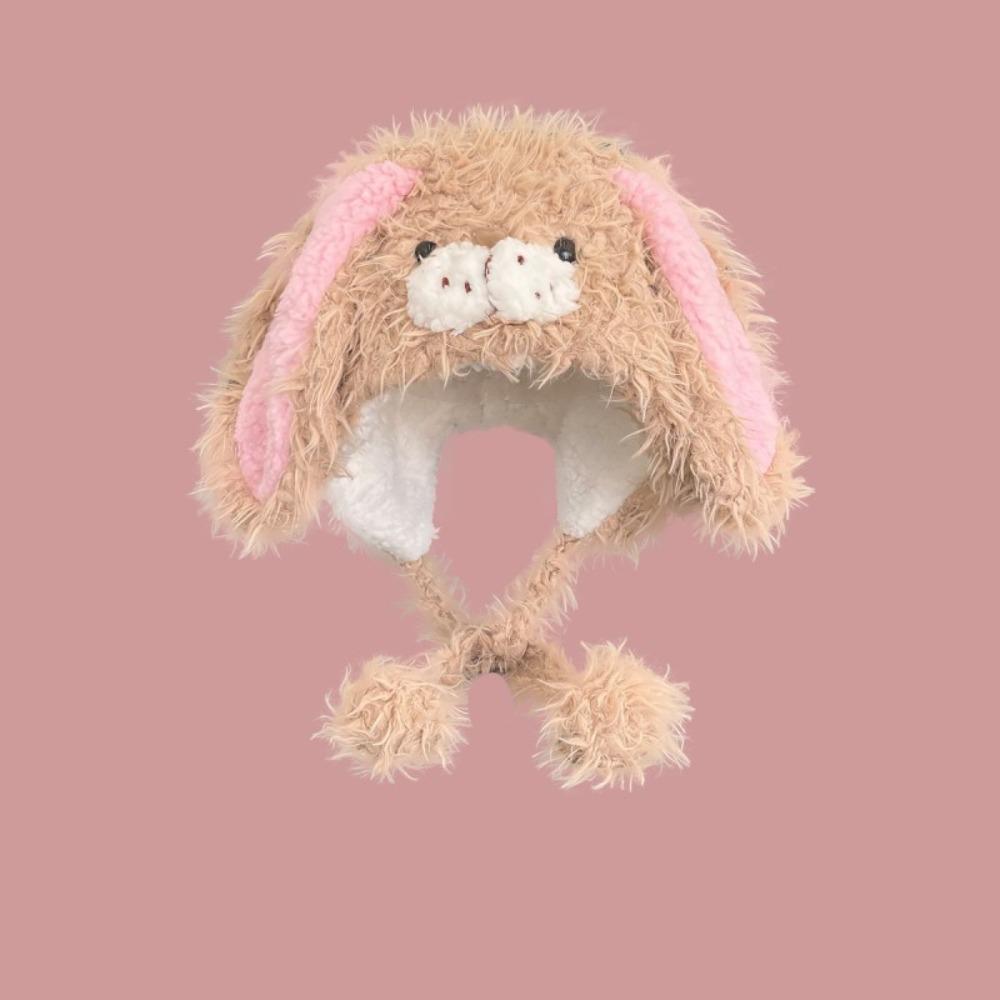 Мягкая теплая шапка с ушками кролика Зимняя шапка для защиты ушей Милая шапка с ушками кролика в стиле Y2k Женская