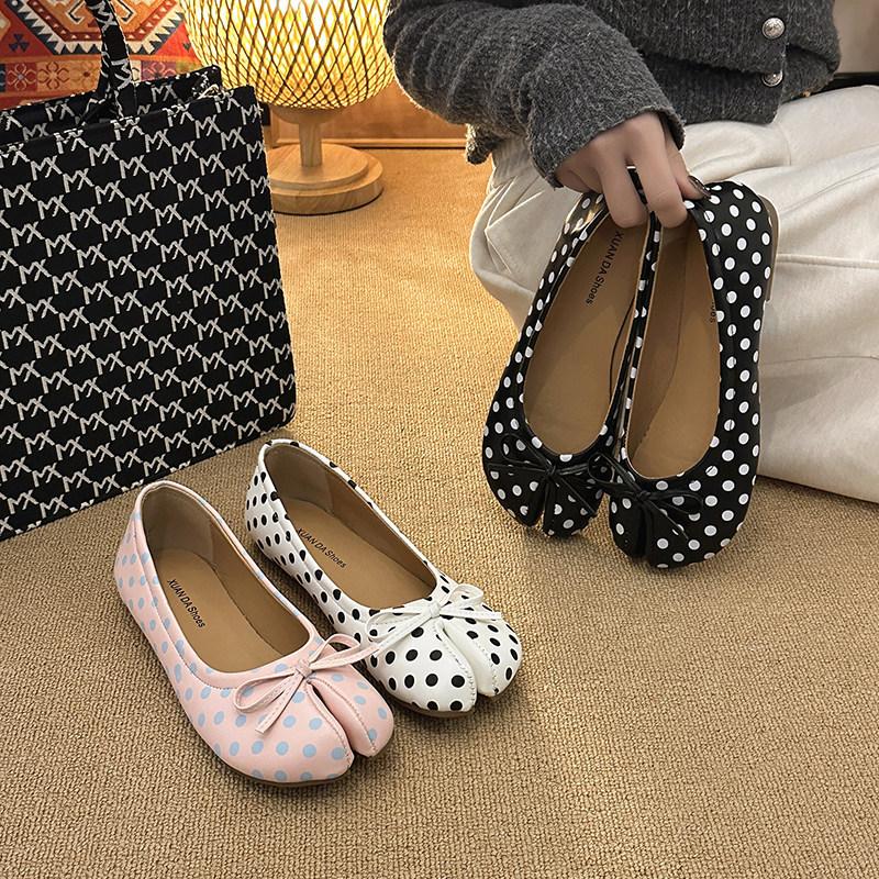 Flat Tabi Ninja Summer Bowknot Shoes Pig Toe Slippers Person Horse Hoof Shoes Women Women's Lazy Split Toe Mocassines Loafers