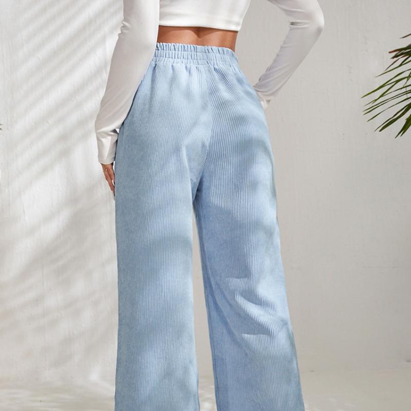 Модные осенние свободные брюки с разрезами, женские однотонные брюки с карманами и высокой талией, повседневные прямые брюки с широкими штанинами